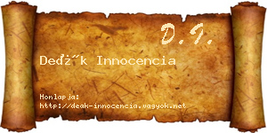 Deák Innocencia névjegykártya
